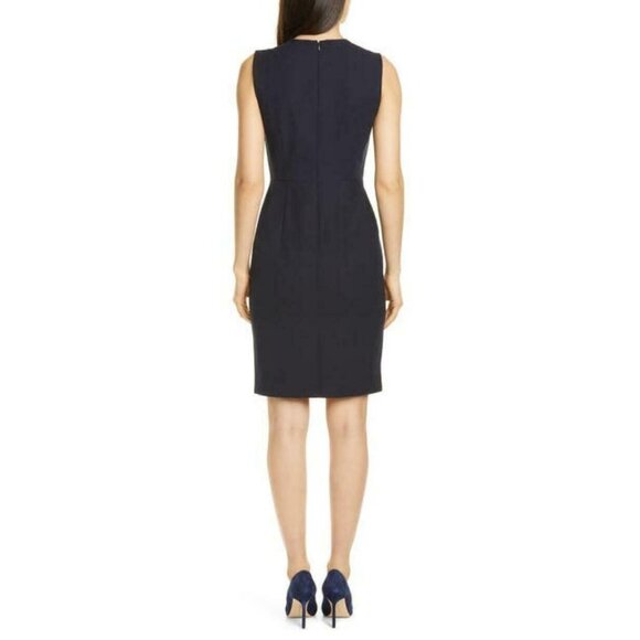 🆕NORDSTROM SIGNATURE Little Black Dress Split Neck Sheath Small - Picture 2 of 13